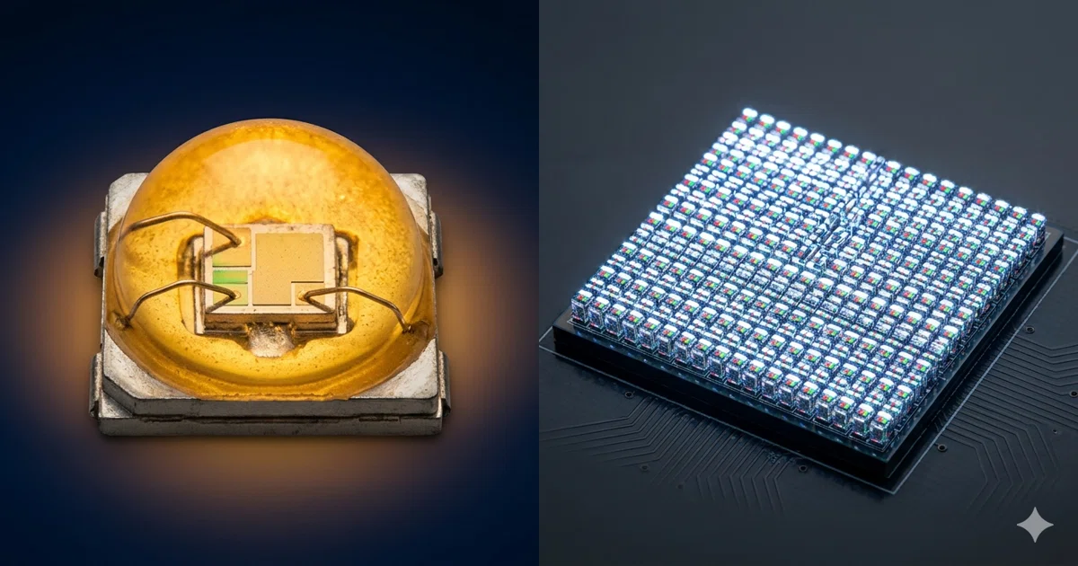LED efficiency comparison showing traditional LED vs 2026 high-efficiency technology