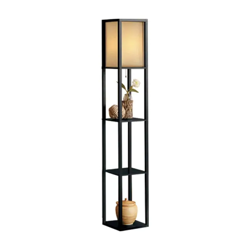 Wooden Storage Rack Floor Lamp