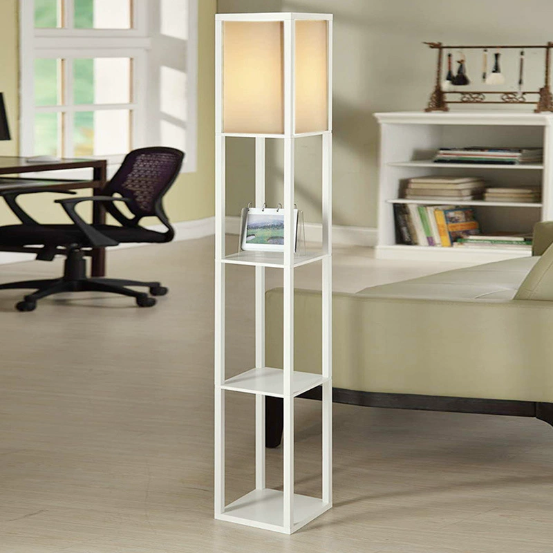 Wooden Storage Rack Floor Lamp