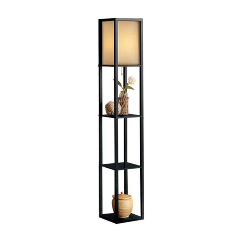 Wooden Storage Rack Floor Lamp