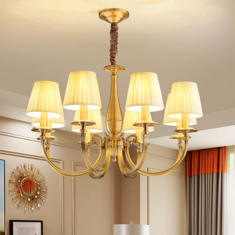European Pure Copper Fabric Pendant Light
