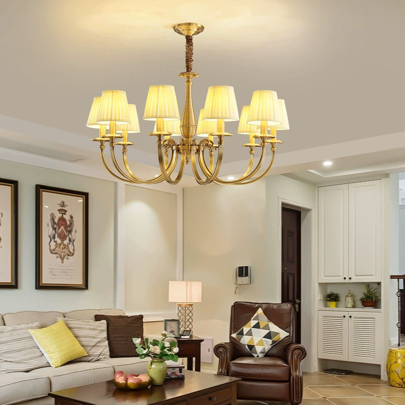European Pure Copper Fabric Pendant Light