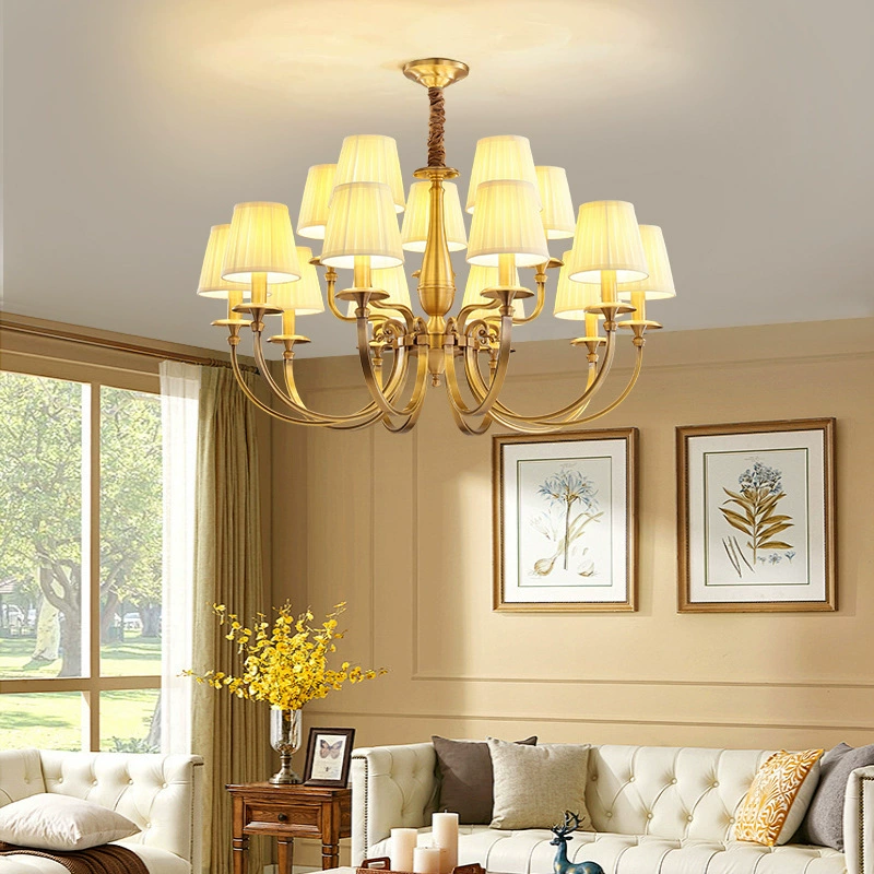 European Pure Copper Fabric Pendant Light