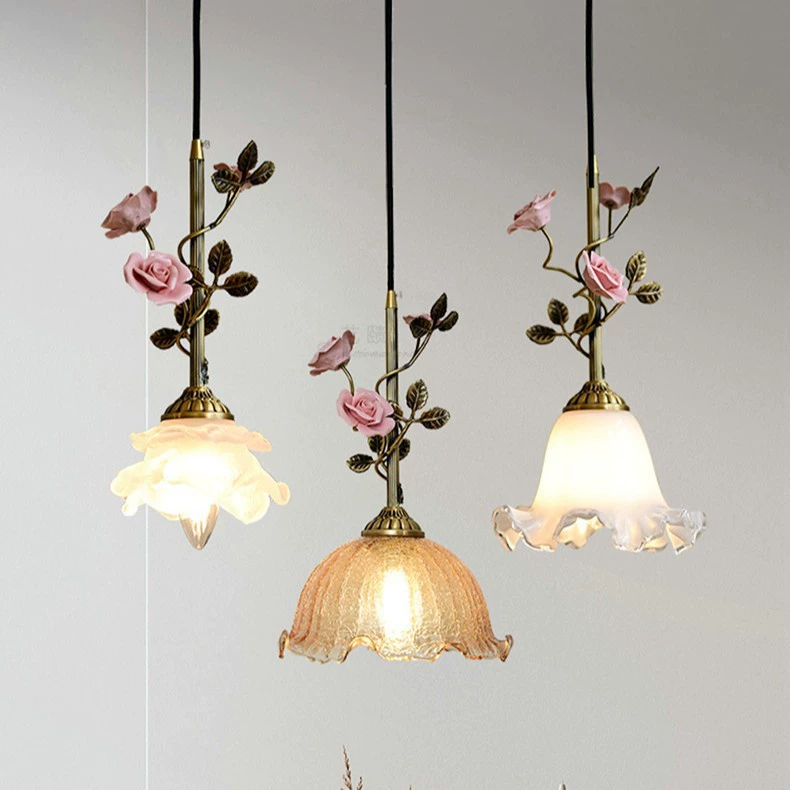 All-Copper Rose Flower Small Pendant Light