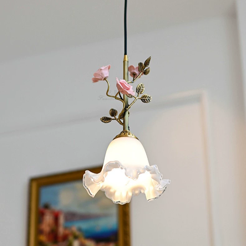 All-Copper Rose Flower Small Pendant Light