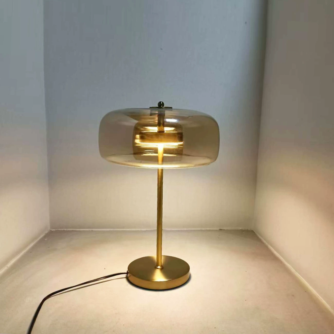 Amber Glass Table Lamp